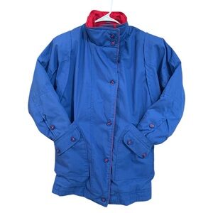Vintage 80s 90s Winter Coat IZZI Blue and Red Ski Jacket Oversized Shoulder Pads